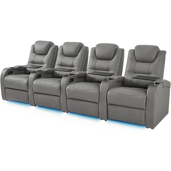 Leather Power Theater Seats with USB Charger (Grey 4)