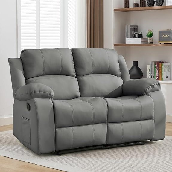 Reclining Loveseat Sofa with Side Pocket Grey