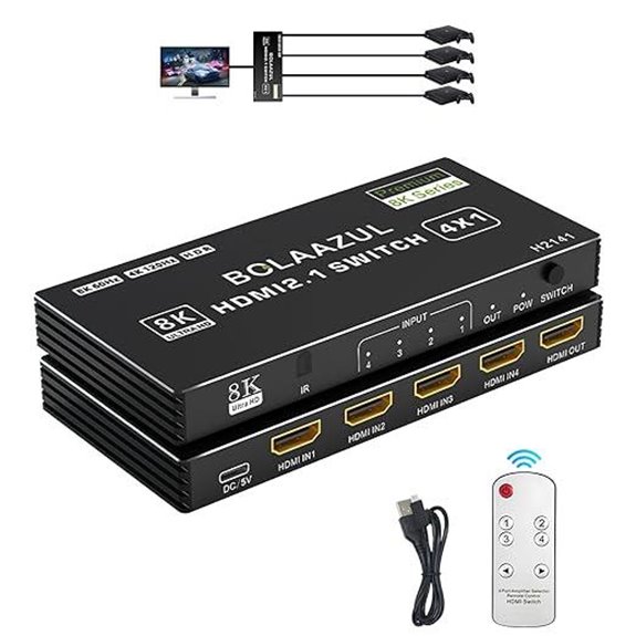 BolAAzuL 8K HDMI 2.1 Switcher with Remote