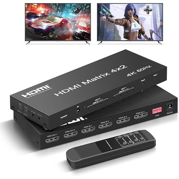 FERRISA 4x2 HDMI Matrix Switch with Audio & Remote