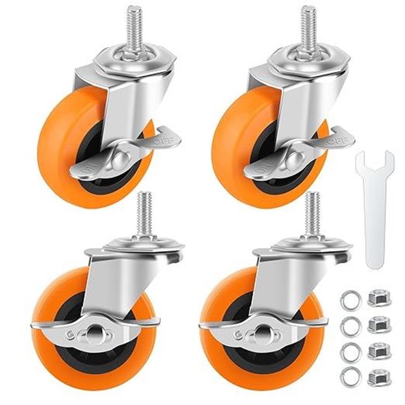 Heavy Duty 3-Inch Swivel Casters with Locks (Set of 4)