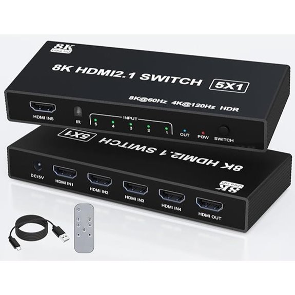 8K HDMI Splitter 5-in-1 Switch with Remote