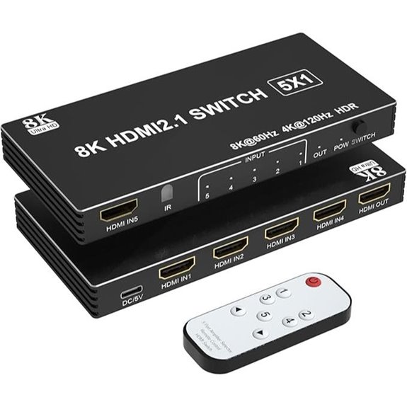 8K HDMI Switch 4K 120Hz 5-in-1 with Remote