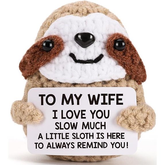 humorous crochet sloth gift
