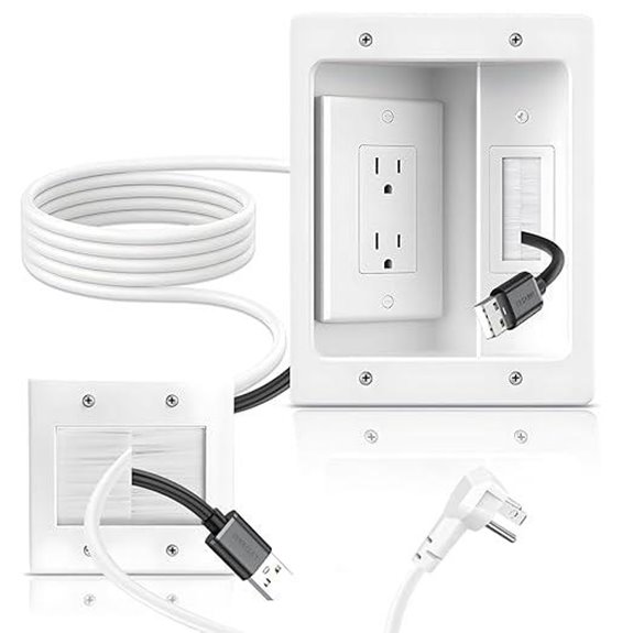 In-Wall Cable Management Kit with Recessed Outlet
