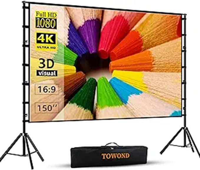 TOWOND 150 Indoor/Outdoor Projection Screen with Stand
