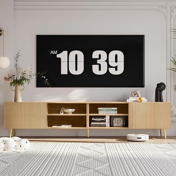 Modern 86in TV Stand with Adjustable Shelves