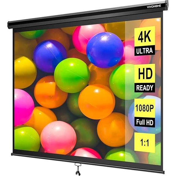 VIVOHOME 120-Inch HD Pull-Down Projector Screen