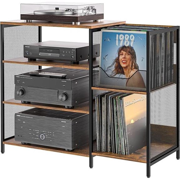 Large Record Player Stand with Vinyl Storage