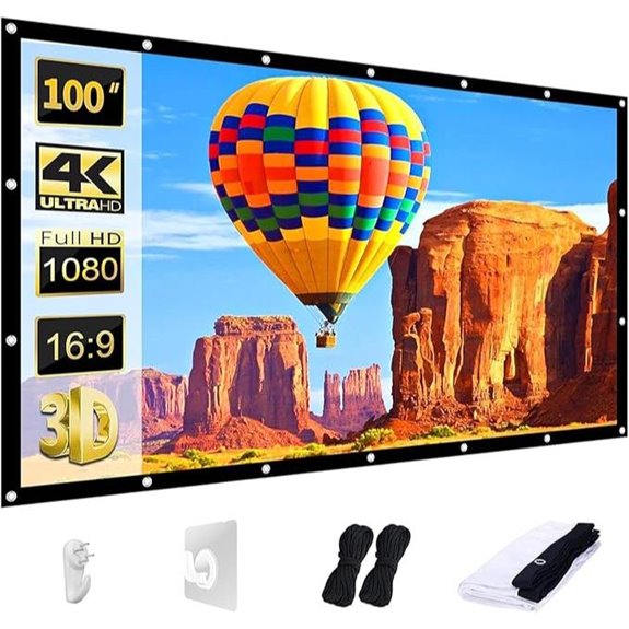 AAJK 100-Inch Washable Foldable Projector Screen