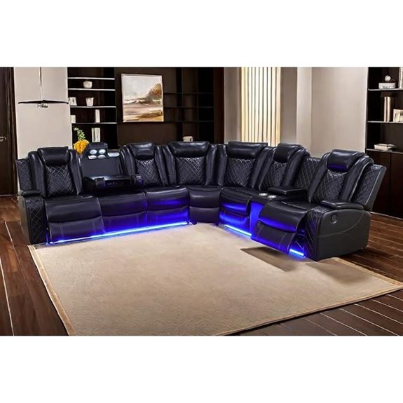 A Ainehome Leather Recliner Sectional Sofa Set