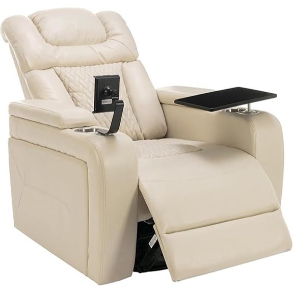 Faux Leather Swivel Recliner with Cup Holders & USB