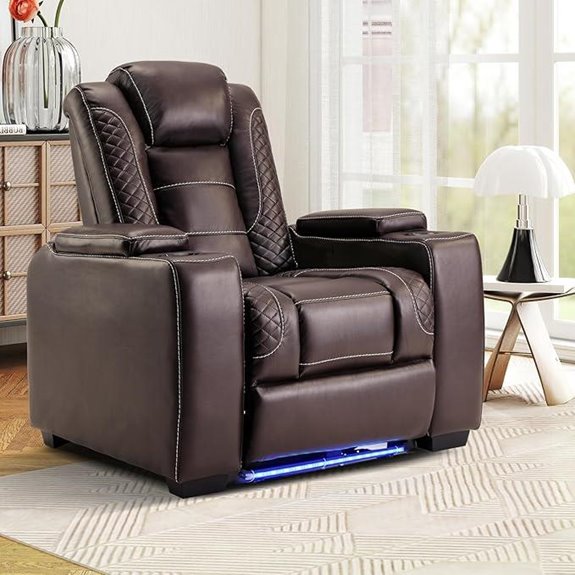 ANJ Power Leather Recliner with LED Lights and USB