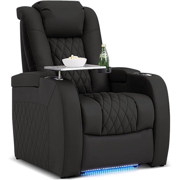 PBRO Leather Recliner with Power USB Tray Lighting