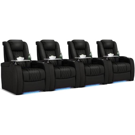 PBRO Leather Home Theater Recliner with USB & Tray