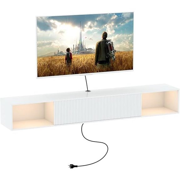 Floating TV Stand with LED Lights and Storage