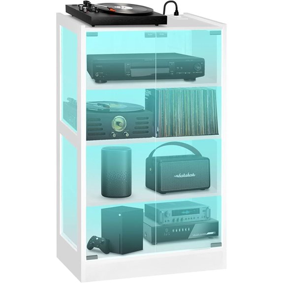 4-Tier Media Cabinet with LED Lighting and USB Ports