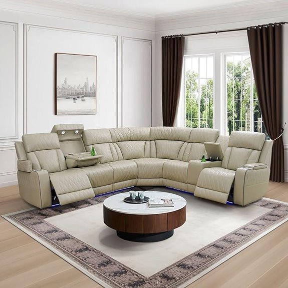 Power Recliner Sectional Sofa with LED Light