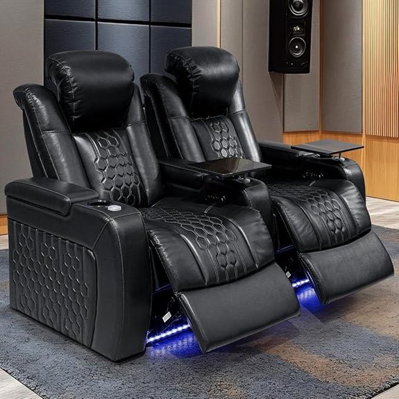 Home Theater Recliner Sofa with LED Lights & USB