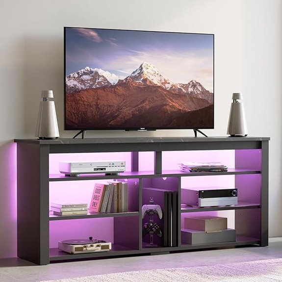 Bestier LED TV Stand with Storage and Adjustable Shelves