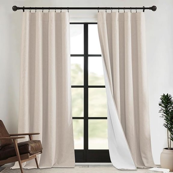 RYB HOME 4-in-1 Linen Curtain Set 2 Pcs