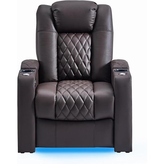 Top Grain Leather Theater Recliner with USB Charger