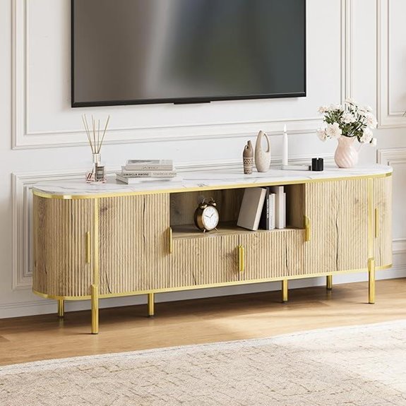 Luxury 70-inch Fluted TV Stand with Faux Marble