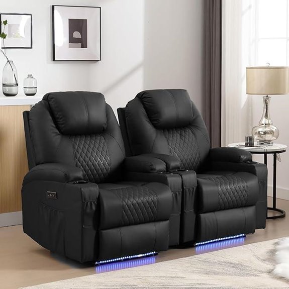 AHMED Power Recliner Chairs with Massage & LED Lighting