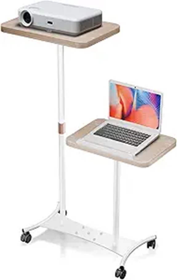 Adjustable Mobile Laptop & Projector Stand with Casters