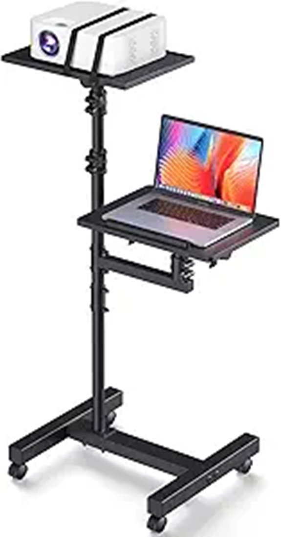 Adjustable Mobile Laptop & Projector Stand with Wheels
