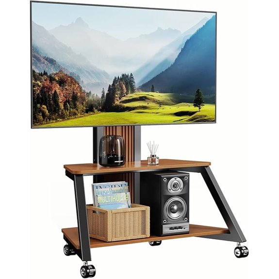 Heavy Duty Mobile TV Stand with Wheels and Shelves