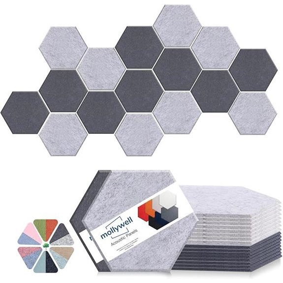 Mollywell Hexagon Soundproof Wall Tiles (Moon & Silver Gray)