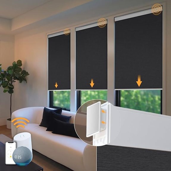Motorized Blackout Blinds with Remote (Black 35x72)