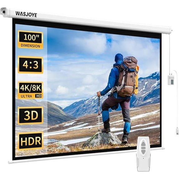 WASJOYE 100 Motorized Projector Screen with Remote