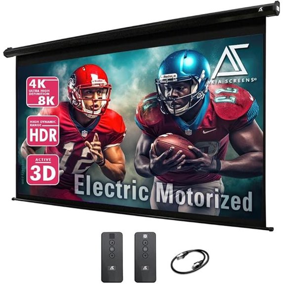 Akia 125 Motorized Projector Screen with Remote