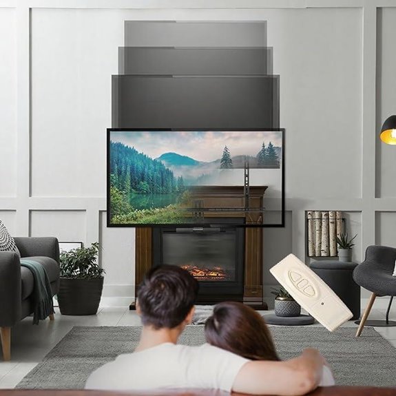 Motorized Fireplace TV Wall Mount with Remote