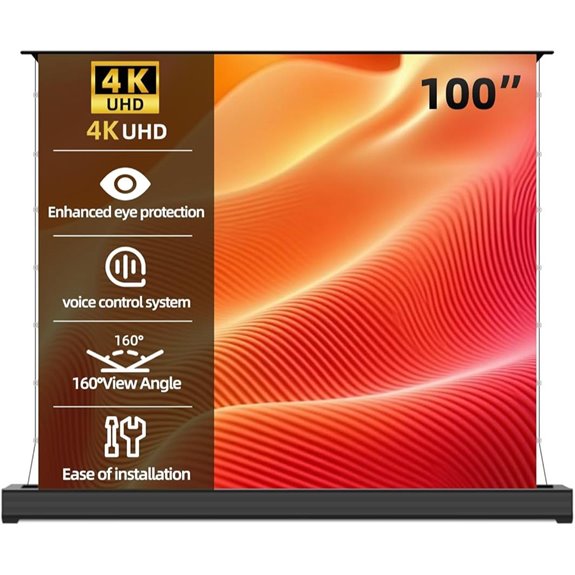 Motorized 100 White Floor Rising Projector Screen