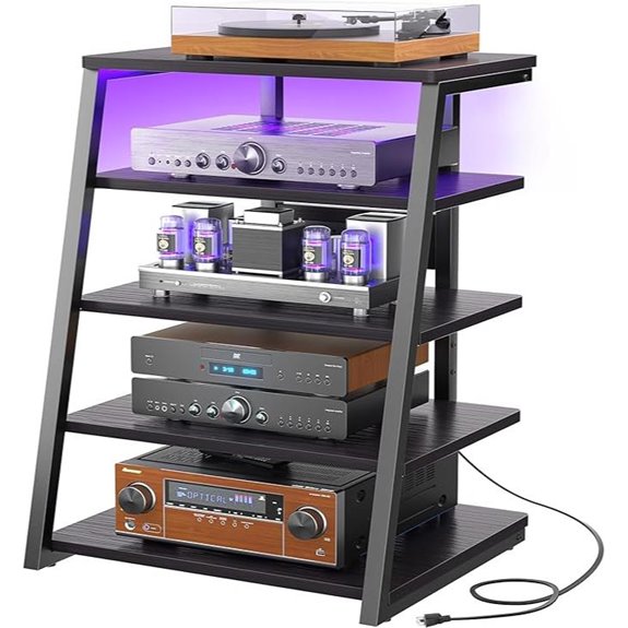 Armocity 5-Tier AV Media Stand with LED Lights