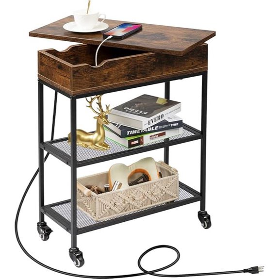 Hadulcet Narrow End Table with Charging Station