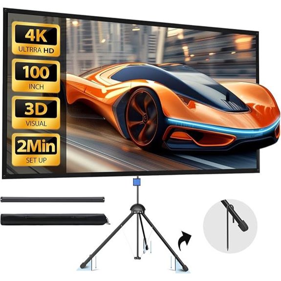 Projector Screen with Stand 100 4K HD Indoor/Outdoor