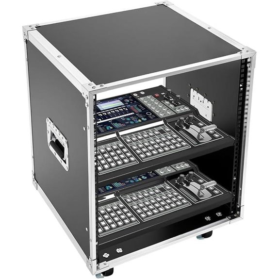 12U Portable Audio Rack Cabinet with Wheels