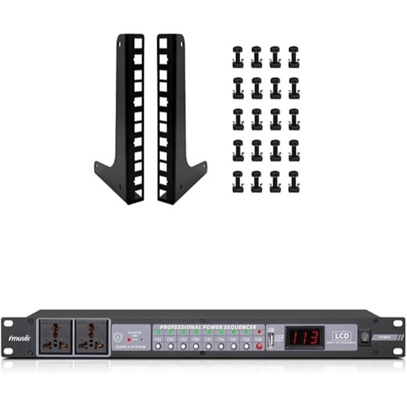 10-Outlet Power Sequencer & Wall Mount Rack Rails Bundle