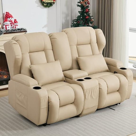 SAMERY 65.5 RV Recliner Loveseat with Console