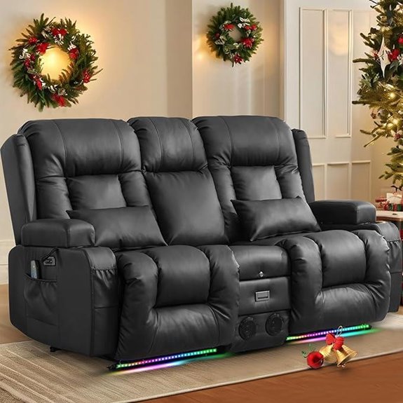 TUNYI Power Recliner Loveseat with Massage & Heat