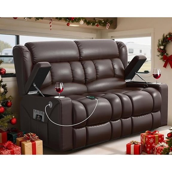 RV Recliner Loveseat with USB Ports and Cup Holders