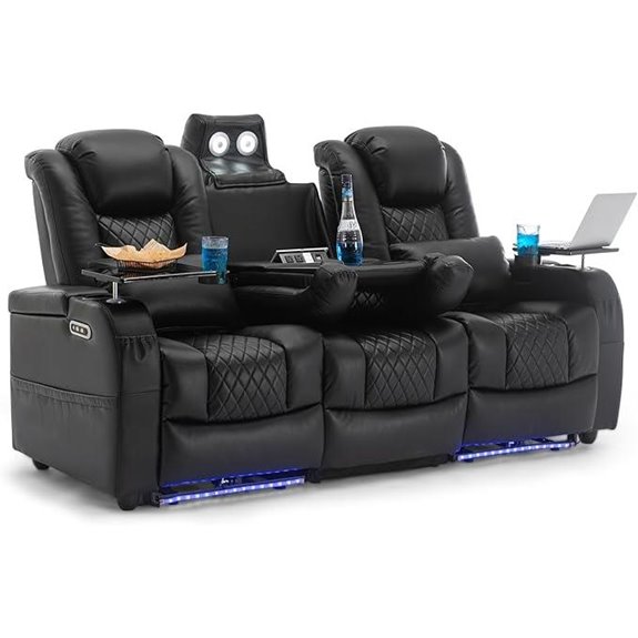 Home Theater Recliner Seats with Lighting Pillows Tray