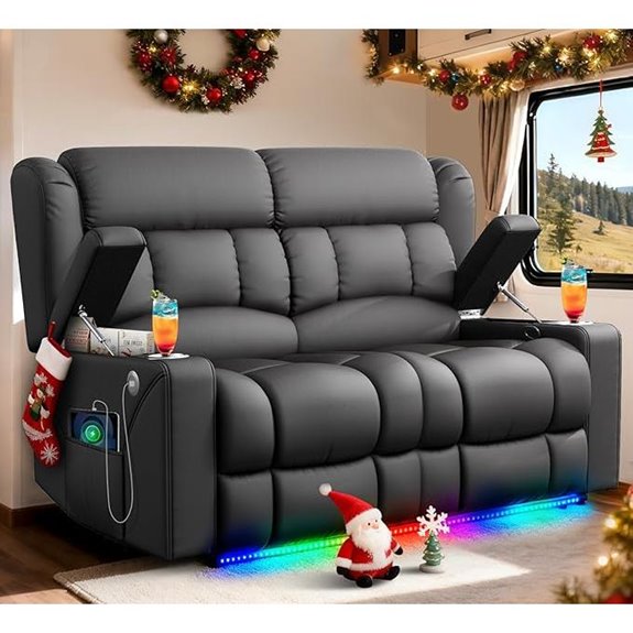 RV Recliner Sofa with USB Cup Holders Wall Hugger