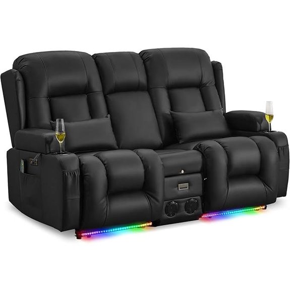 URREED Recliner Sofa with Massage Heat and Bluetooth