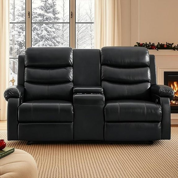 Reclining Loveseat Sofa with Console and Cup Holders