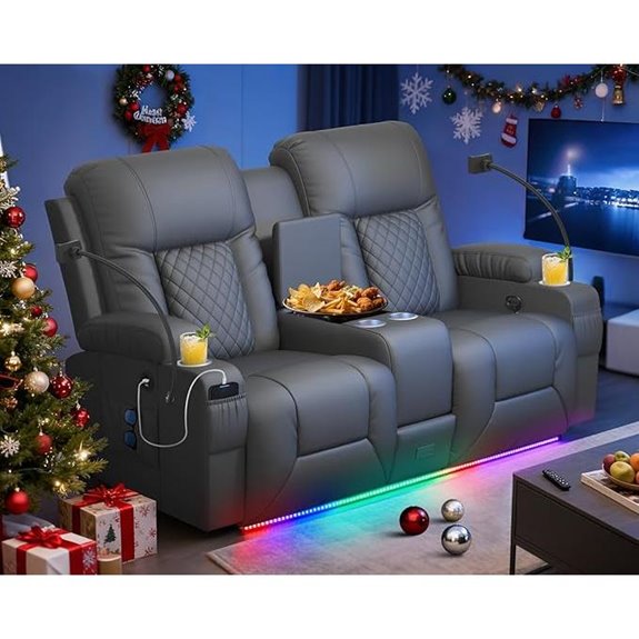 Reclining Loveseat Sofa with Center Console and USB